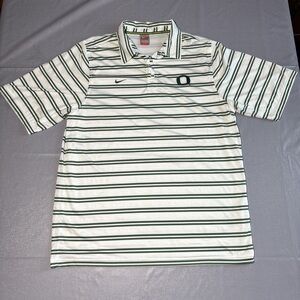 Nike White/Green stripes Oregon Ducks  Polo Shirt , Short Sleeve, Men’s Size L